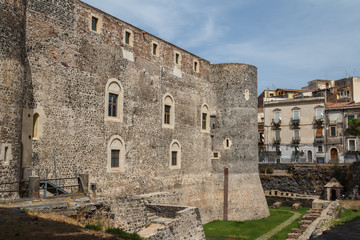 Fototapeta na wymiar Medieval castle in Catania, Sicily island, Italy