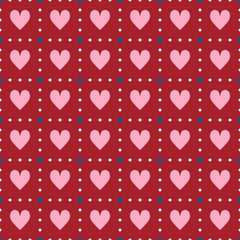 Seamless geometric pattern with hearts
