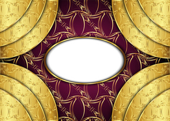 Golden and dark vintage background. Blank for message or text.Certificate.