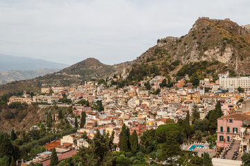 Fototapeta na wymiar A view over Taormina, Sicily island, Italy