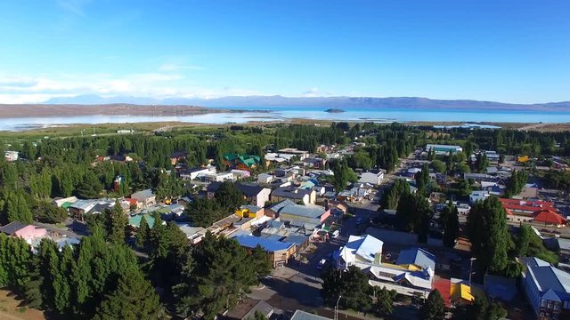 Aerial view of cityscape of El Calafate city, Argentina