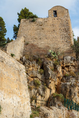 Fototapeta na wymiar Ruins of the medieval fortifications of Cefalu, Sicily island, I