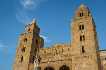 Fototapeta na wymiar Romanesque cathedral in the historic centre of Cefalu, Sicily is