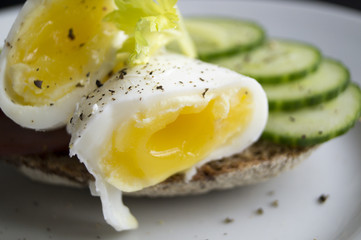 poached egg on rye bread