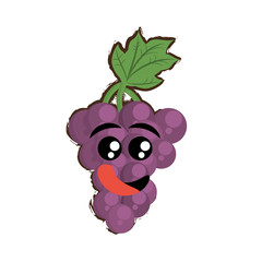 grapes expressions hungry face icon, vector illustration