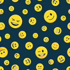 Emoticon seamless pattern on dark.