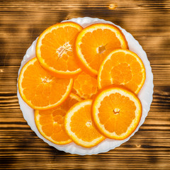 dish of sliced oranges. food pattern
