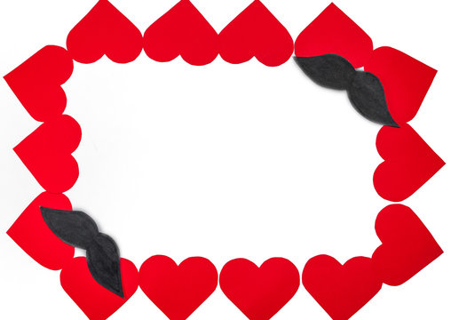 Hearts frame on a white background. Isolated