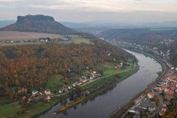 A view on Bastei national park, Swiss Saxony, Germany