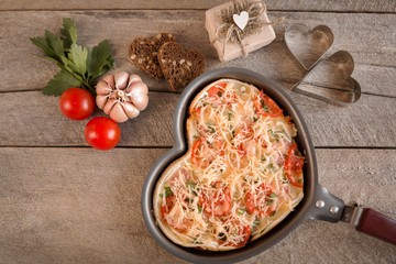 Italian pizza on Valentine's day