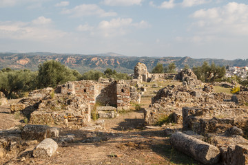 Fototapeta na wymiar Ruins of the Byzantine church in the ancient city of Sparta, Pel
