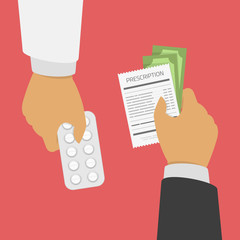 Buying medical pills in blister pack.