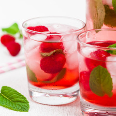 Raspberry Vodka Cocktail Lemonade. Selective focus.