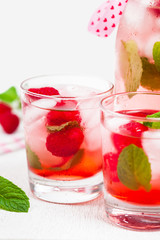 Raspberry Vodka Cocktail Lemonade. Selective focus.