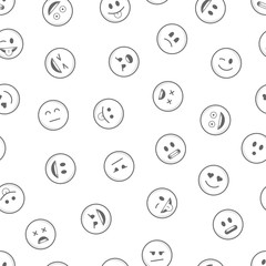 Emoji seamless pattern black.