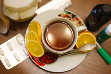 Tasty tea with lemon