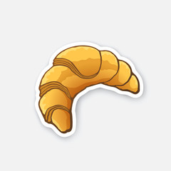 Vector illustration. Traditional French breakfast croissant. Cartoon sticker in comics style with contour. Decoration for greeting cards, posters, patches, prints for clothes, emblems