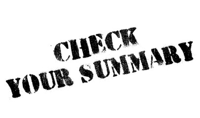 Check Your Summary rubber stamp. Grunge design with dust scratches. Effects can be easily removed for a clean, crisp look. Color is easily changed.