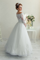 Fototapeta premium bride in wedding dress.morning bride