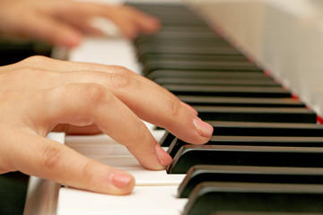 Fototapeta na wymiar Close up piano, white and black keyboard