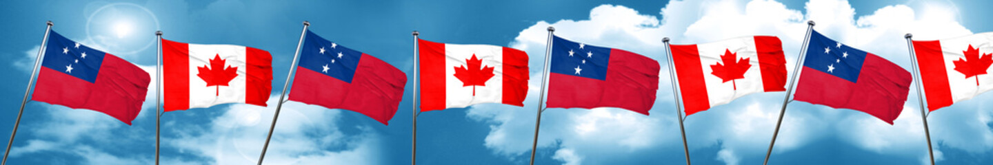 Fototapeta na wymiar Samoa flag with Canada flag, 3D rendering