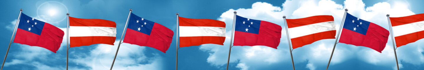 Samoa flag with Austria flag, 3D rendering