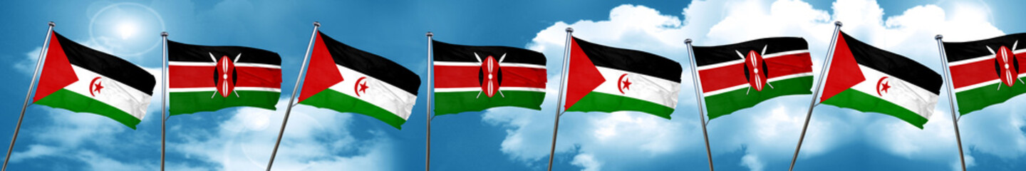 Western sahara flag with Kenya flag, 3D rendering