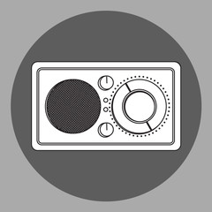 Vector black and white radio reciever icon. Isometric projection object