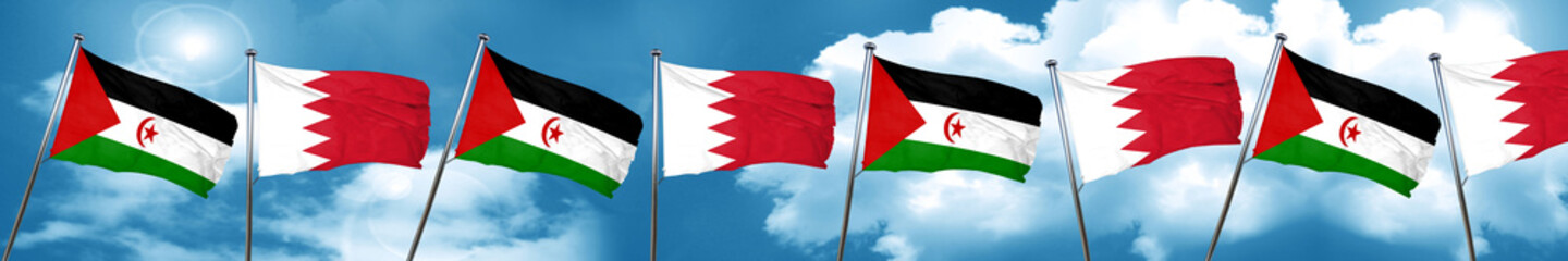 Western sahara flag with Bahrain flag, 3D rendering