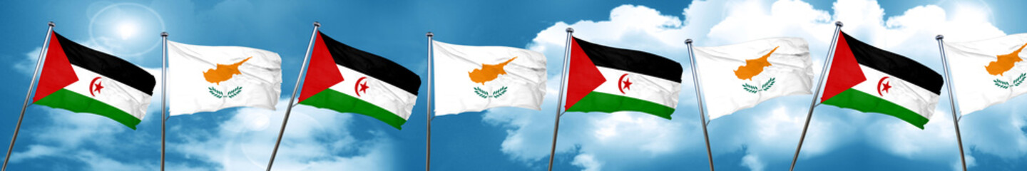 Western sahara flag with Cyprus flag, 3D rendering