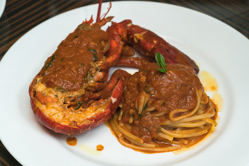 Italian spaghetti with shrimps
