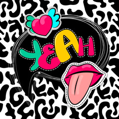 Fashion 90 comic text yeah buuble