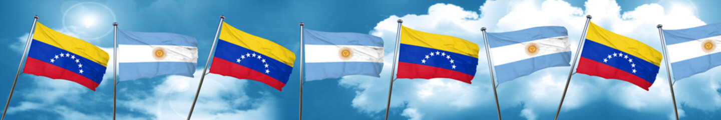 Venezuela flag with Argentine flag, 3D rendering