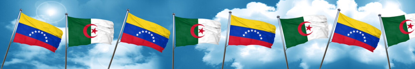 Venezuela flag with Algeria flag, 3D rendering