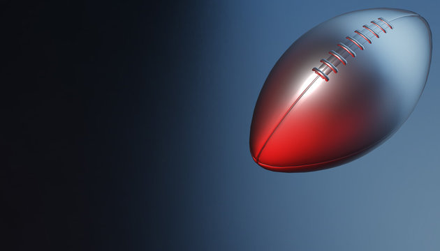 American football silver ball on background, 3d rendering