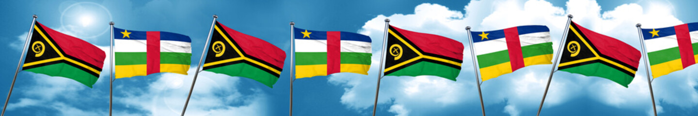 Vanatu flag with Central African Republic flag, 3D rendering