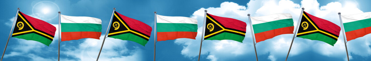 Vanatu flag with Bulgaria flag, 3D rendering