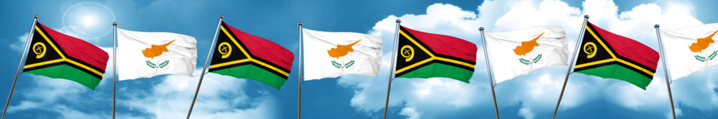 Vanatu flag with Cyprus flag, 3D rendering
