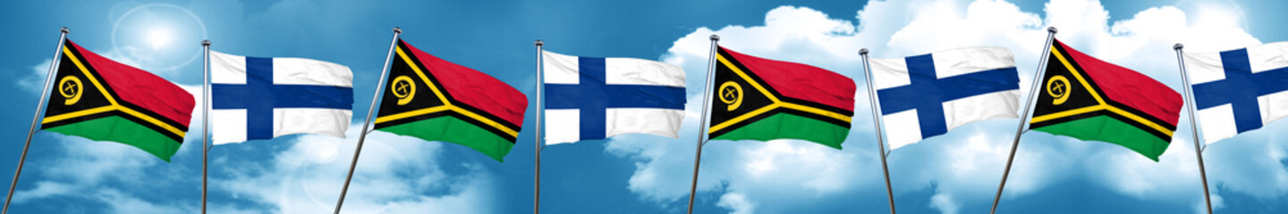 Vanatu flag with Finland flag, 3D rendering