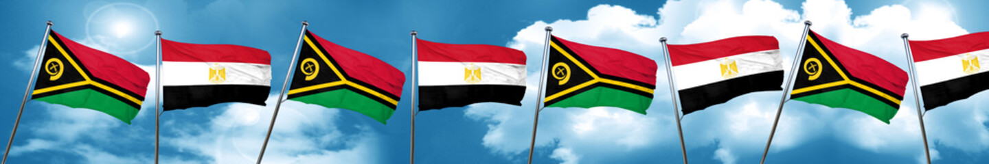 Vanatu flag with egypt flag, 3D rendering
