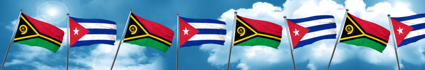 Vanatu flag with cuba flag, 3D rendering