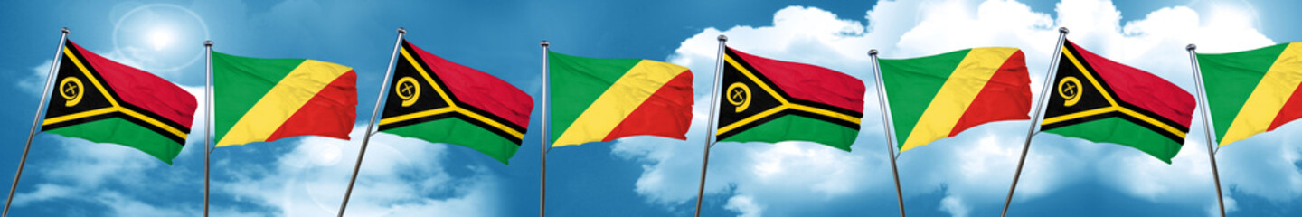 Vanatu flag with congo flag, 3D rendering