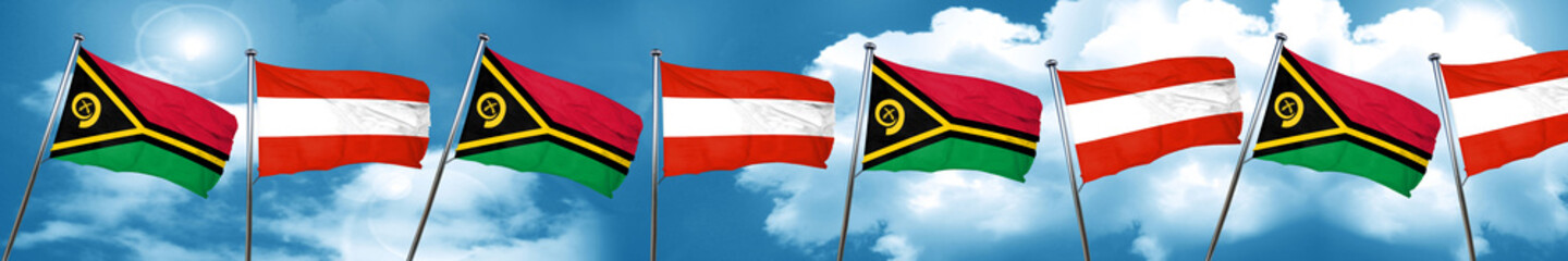 Vanatu flag with Austria flag, 3D rendering