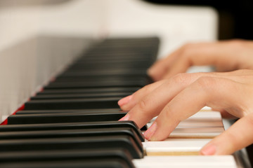 Obraz premium Close-up piano, white and black keyboard