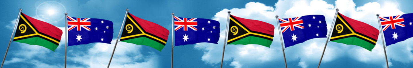 Vanatu flag with Australia flag, 3D rendering