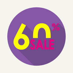 60% sale icon. Discount tag with 60 percent price off. Vector illustration.