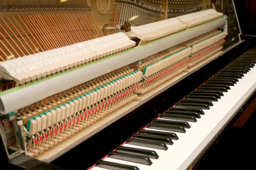 Close-up piano, white and black keyboard
