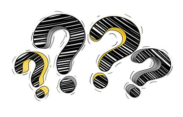 Yellow and black hand drawn question marks