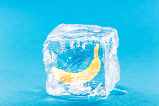 Banana Frozen Inside Ice Cube
