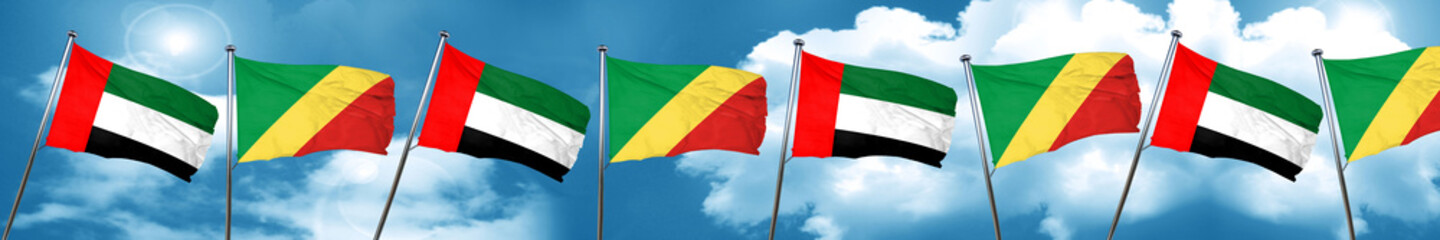 uae flag with congo flag, 3D rendering
